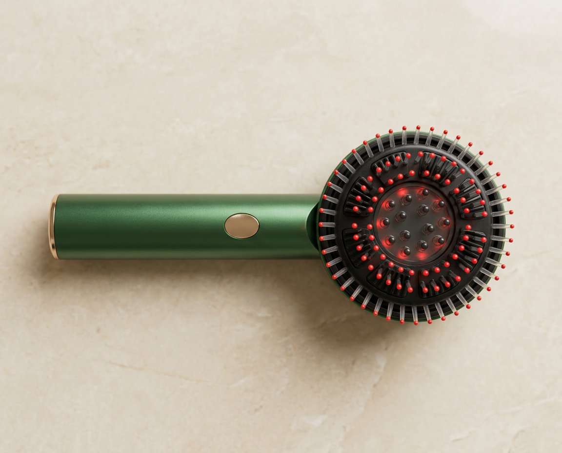 Détail de la tête de massage et du mode lumière rouge NUVÉLYA